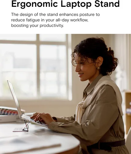Vista 3 de MOFT Soporte para computadora portátil para escritorio, soporte adhesivo para computadora MacBook con 2 ángulos de visión ajustables, elevador Negro