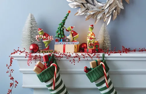 Vista 2 de Enesco Dr. Seuss Grinch por Jim Shore - Figura decorativa para el árbol de Navidad, figuras decorativas coleccionables de resina de piedra hecha a