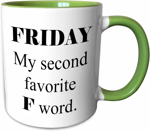 Vista 8 de 3D Rose Friday, My Second Favorite F Word - Taza de cerámica de dos tonos, 11 onzas, color negro