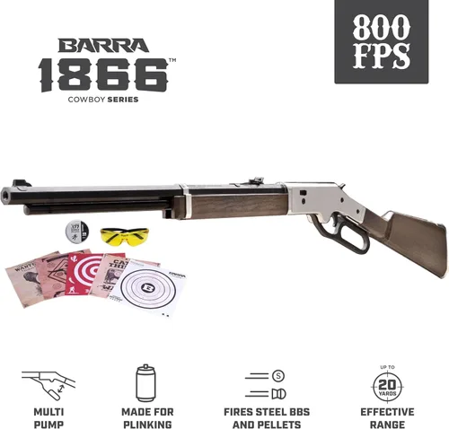 Vista 2 de Barra Air Guns 1866 Cowboy Series - Rifle de aire de acción de palanca, dispara pellets de calibre .177 y BBS, 600-800 FPS, pistolas de pellets