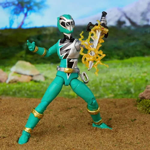 Vista 5 de Power Rangers Lightning Collection Dino Fury Green Ranger - Figura de acción a escala de 6 pulgadas, juguetes y figuras de acción para niños a