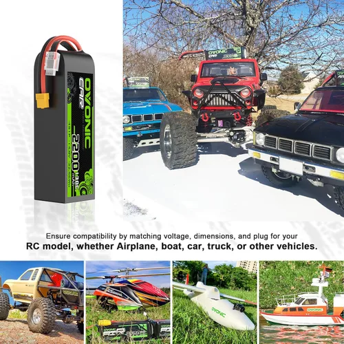 Vista 5 de OVONIC 4S LiPo Batería 2200mAh 14.8V 130C RC Batería con XT60 Conector