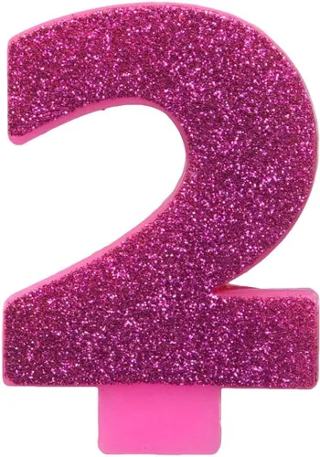 Vista 2 de Caribbean Blue # 0 cumpleaños Glitter 3.25" Vela