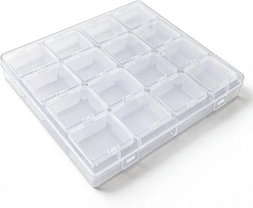 Vista 2 de Paquete de 85 recipientes rectangulares de plástico transparente de varios tamaños Tapa con bisagras, para cuentas y pequeños artículos