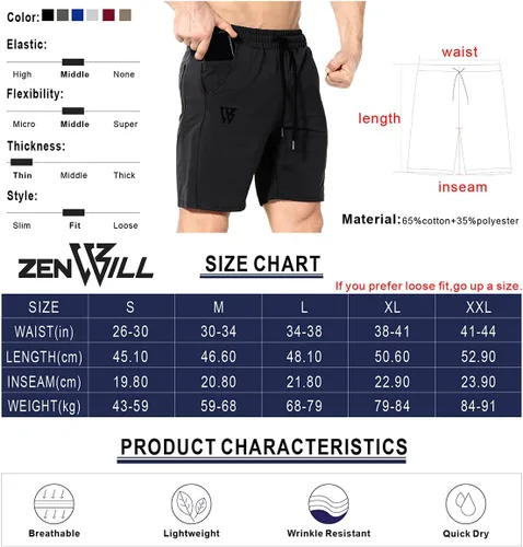 Vista 6 de ZENWILL Pantalones cortos de gimnasio para hombre, pantalones cortos de entrenamiento atléticos para fisicoculturismo con bolsillos