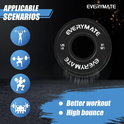 Vista 4 de EVERYMATE Juego de placas de peso de cambio negro, 1.25 libras, 2.5 libras, 5 libras, juego de placas olímpicas fraccionarias para entrenamiento