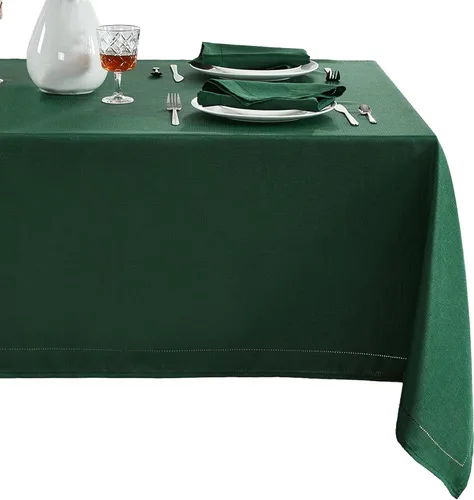 Vista 26 de Elrene Home Fashions Alison - Mantel de tela con diseño de bordado de ojo de buey y borde resistente a las arrugas, 132 x 70 cm, Rectangular
