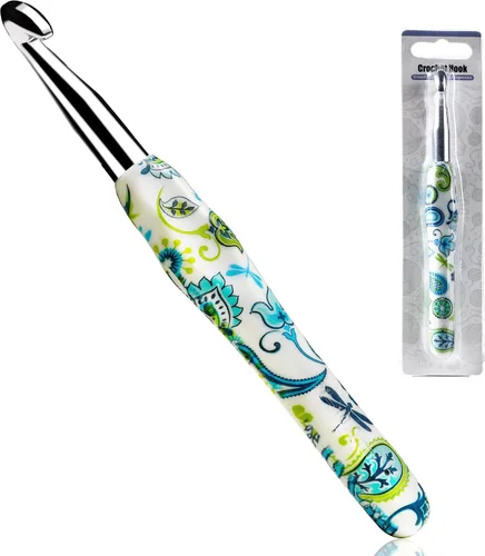 Vista 17 de 2.25mm Gancho de Ganchillo Looen, Mango Ergonómico para Manos Artríticas, Agujas de Tejer de Goma Suave Extra Largas para Principiantes de Crochet