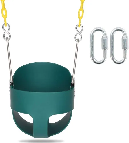 Vista 8 de Ktaxon Columpio de cubo para niños pequeños, asiento completo de cubo para niños con cadenas revestidas y ganchos de bloqueo, juego de columpios