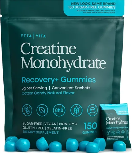 Vista 10 de Gomitas de monohidrato de creatina sin azúcar, 5 gramos por porción, potentes gomitas de creatina para hombres y mujeres, suplemento para apoyo