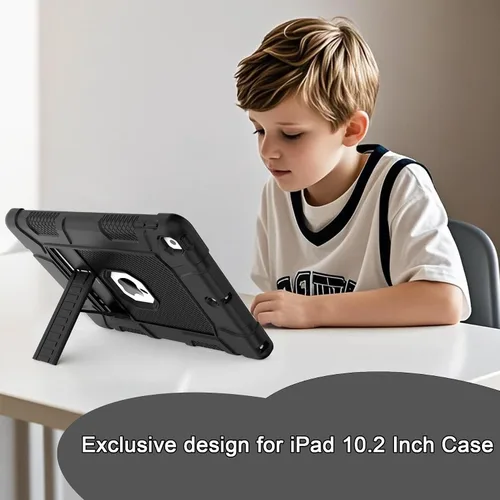 Vista 5 de Funda para iPad de 7ª/8ª generación, funda para iPad 10.2, híbrida, resistente, a prueba de golpes, funda de protección contra caídas construida