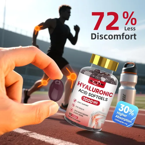 Vista 3 de Suplementos de ácido hialurónico 1000mg Softgels: Suplementos para articulaciones para hombres Ácido hialurónico para hidratación de la piel