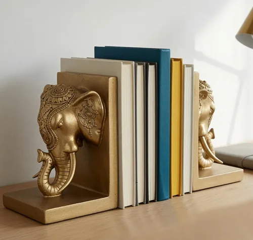 Vista 3 de Bellaa Sujetalibros de elefante, extremo decorativo vintage para estantería