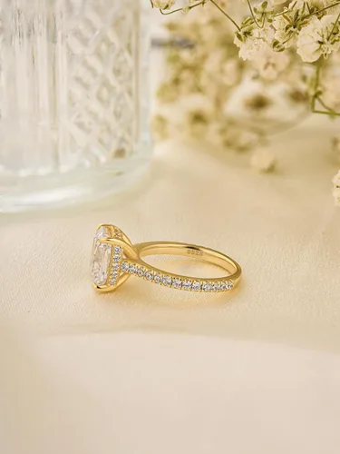 Vista 9 de Anillo de compromiso de corte cojín de 4 quilates para mujer, piedra blanca/amarilla grado 5A, circonita cúbica S925, plata, amarillo/blanco/oro rosa