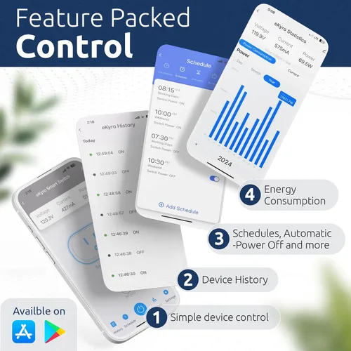 Vista 3 de Monitor de energía de enchufe inteligente Compatible con Alexa, Google Home Assistant, iPhone, Siri, Android, seguimiento de energía 15A 1800W,