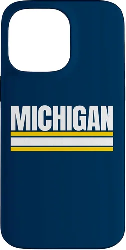 Vista 21 de Michigan - Carcasa para iPhone 17, diseño tradicional de líneas de rayas amarillas/blancas