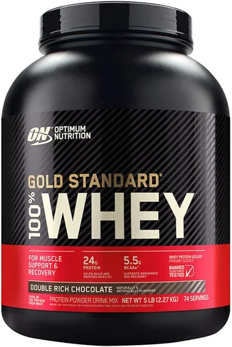 Vista 2 de Optimum Nutrition Gold Standard 100% polvo de proteína de suero, chocolate doble intenso, 2 libras (el embalaje puede variar)