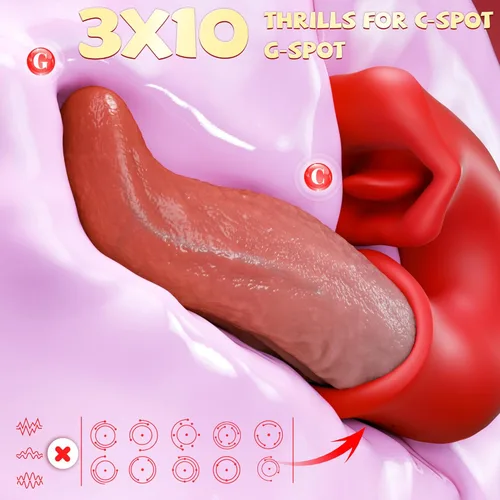 Vista 9 de Juguetes sexuales para adultos para mujeres - KERERO vibrador de consolador 3 en 1, juguete sexual de rosa con 10 modos de vibración, oclusión