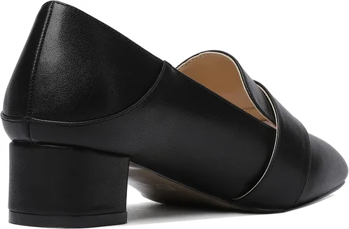 Vista 4 de MODENCOCO Zapatos de tacón bajo con hebilla de punta cuadrada para mujer de 1.5 pulgadas