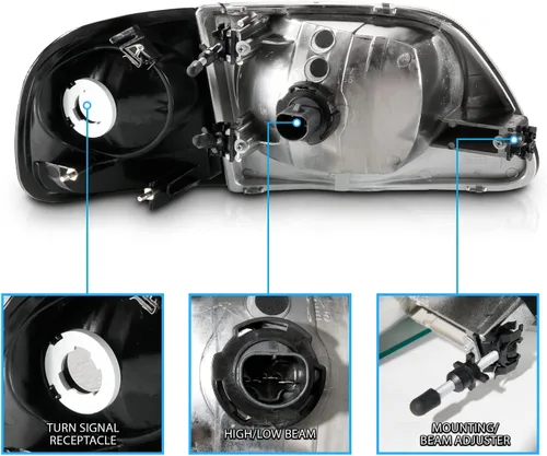 Vista 5 de AmeriLite Faros delanteros de cristal negro con juego de aparcamiento en esquina para Ford F150 F-150 Harley Lighting - Conductor y pasajero