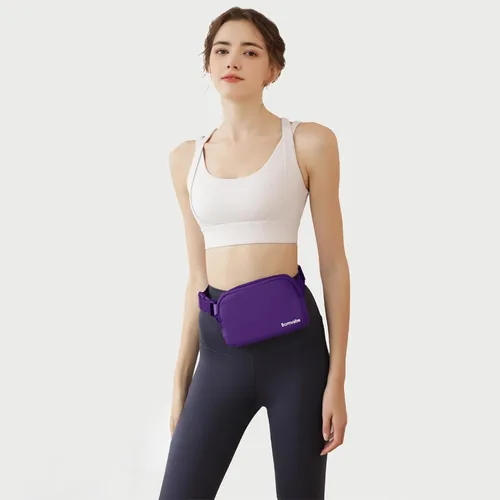 Vista 7 de Cangurera cruzada para mujer, mini bolsa para cinturón de 1 litro con correa ajustable de 32 a 51 pulgadas, bolsa de cintura pequeña para viajes