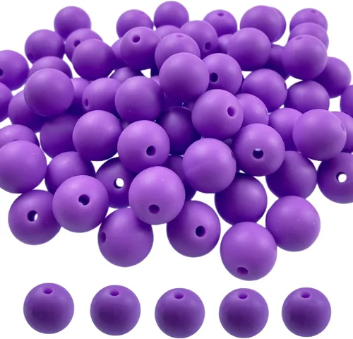 Vista 26 de Abalorios de silicona, 120 piezas de 6 mm abalorios redondos de silicona para hacer llaveros, pulseras, collares, aretes, joyas, manualidades DIY