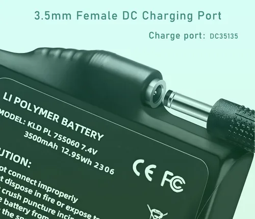 Vista 2 de Batería para baterías de polímero de litio de 7,4 V y 3500 mAh, baterías eléctricas recargables de polímero de litio para guantes calefactados