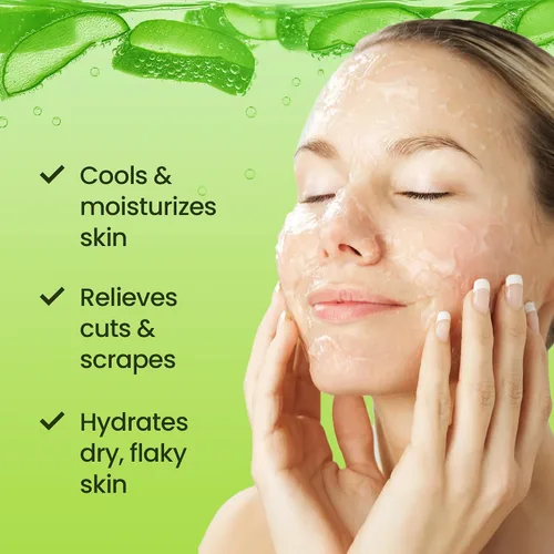 Vista 4 de Gel orgánico de Aloe Vera: gel 100% puro de Aloe con miel de Manuka. Cuidado facial y del cuerpo después del sol. Gel de hoja de Aloe