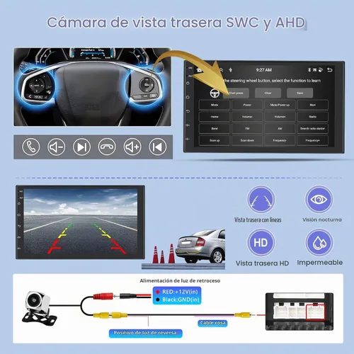 Vista 7 de Hikity 8-Core 4+64G 7'' Android 15 Estéreo de coche doble DIN Radio de pantalla táctil, Carplay inalámbrico Android Auto Mirror Link, GPS 32EQ