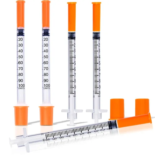Vista 6 de Jeringa de 0.5 ml, suministros de laboratorio, 30G, 5/16 pulgada, envueltas de manera individual, paquete de 25