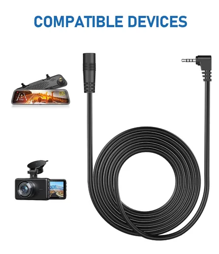 Vista 4 de Cable de extensión de cámara de visión trasera de 0.098 pulgadas (6 pies más grueso), cable de extensión de cámara de respaldo de 90 grados, cable