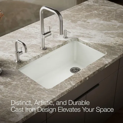 Vista 4 de Kohler 5871-5UA3-NY Riverby® Fregadero de cocina con estación de trabajo de un solo tazón de 33 pulgadas, Dune