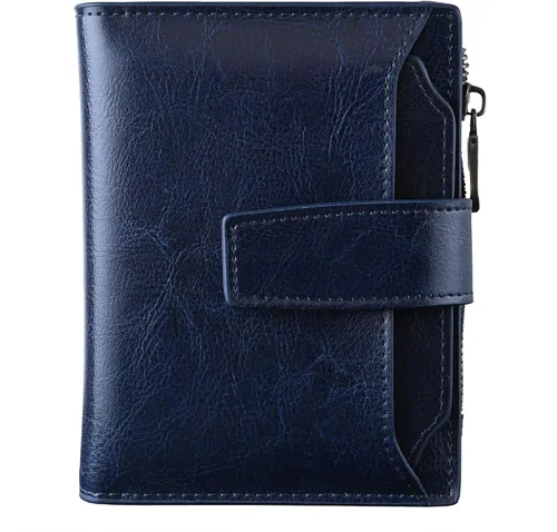 Vista 10 de Bveyzi - Billetera pequeña de cuero para mujer con bloqueo RFID, de dos pliegues con cremallera, con ranuras para tarjetas de crédito y ventana