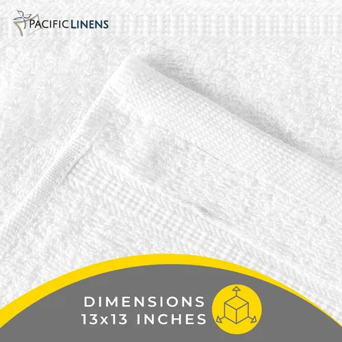 Vista 3 de Pacific Linens Toallas de baño, 100% algodón, 13 x 13 pulgadas, toalla facial para uso en baño y cocina, paños de lavado, paquete de 12