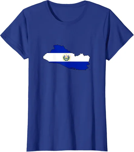 Vista 8 de Camiseta de El Salvador Country Outline on Flag
