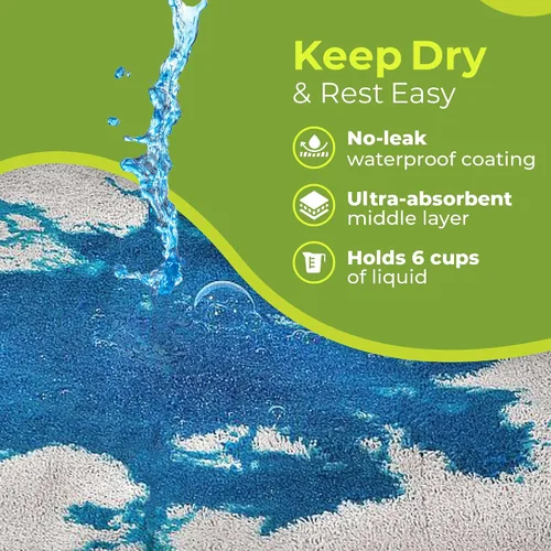 Vista 2 de PeapodMats Tapete de Cama Impermeable para Enuresis e Incontinencia - Protector Reutilizable. Colocación Segura y Transpirable. Lavable. Ecológico