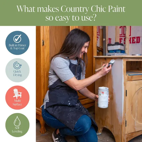 Vista 2 de Country Chic - Pintura a la tiza todo en uno para muebles y armarios, ecológica, acabado mate, con primer y sellador, para madera y metal, Alchemist