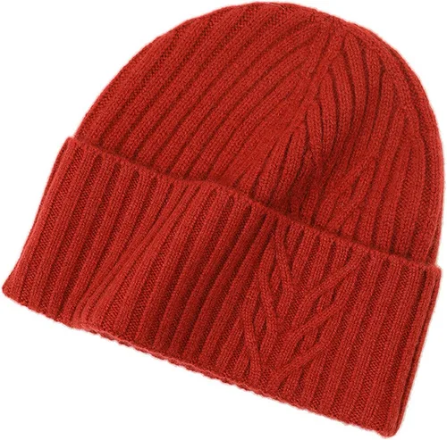 Vista 2 de Gorro de invierno 100% lana para mujeres y hombres, gorro de esquí con puños, gorra de calavera Beige 02