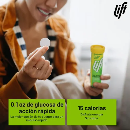 Vista 3 de LIFT Tabletas de glucosa, de acción rápida, sabor a limón y lima, 10 unidades, paquete de 12