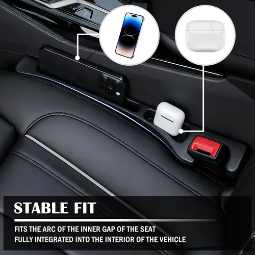 Vista 5 de Organizador de espacio para asiento de coche 2 en 1 y juego de posavasos para portavasos, nuevo tapón para el espacio del asiento del coche
