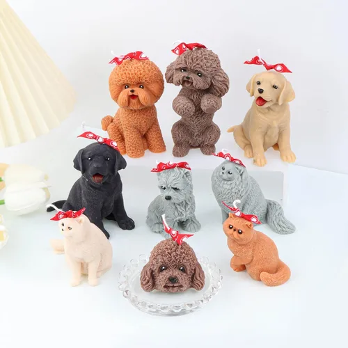 Vista 4 de Grainrain Jabón de silicona para perros 3D Craft cera de soja resina epoxi molde - Bichon Frise (SXY203)