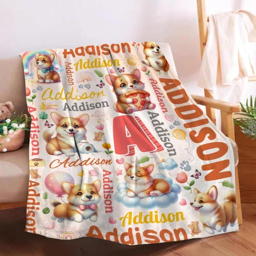 Vista 9 de Manta preescolar personalizada de bulldog para bebés, niños y niñas, sábanas de franela personalizadas súper suaves y ligeras, decoración para cuna