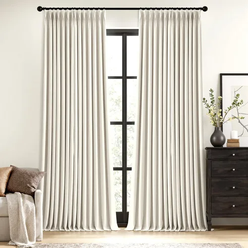 Vista 12 de MIULEE - Cortinas de lino beige con pliegues a presión 100% opacas para dormitorio, cortinas de ventana con memoria y bloqueo de luz para oscurecer