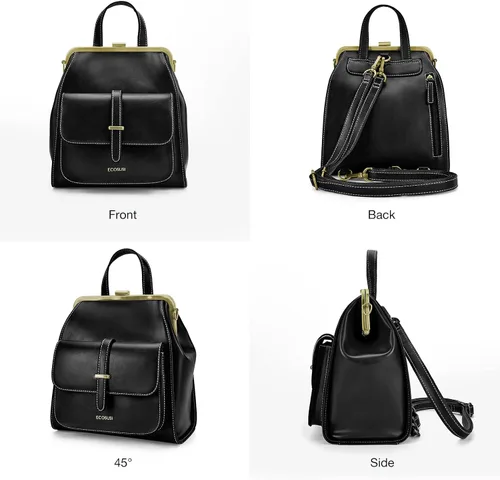 Vista 4 de ECOSUSI Mochila pequeña de piel sintética mini mochila de viaje casual para mujer