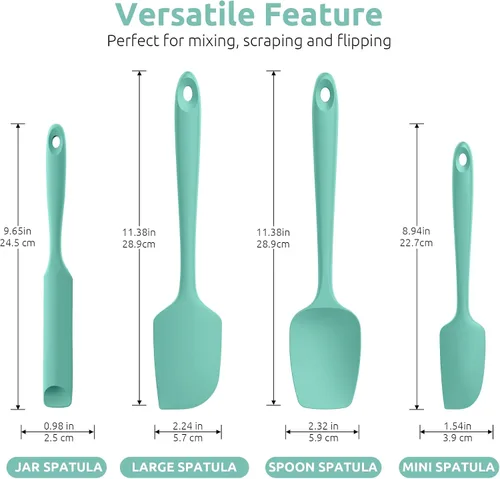 Vista 2 de U-Taste Espátulas de silicona resistentes al calor de 600ºF: Raspador de horneado de silicona flexible de grado alimentario, utensilios de cocina