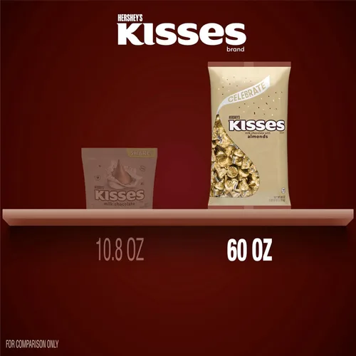 Vista 7 de HERSHEY'S KISSES - Bolsa a granel de chocolate con leche con almendras y caramelos, 60 onzas Hershey Kisses a granel, Kosher y sin gluten