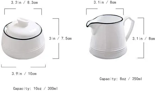 Vista 2 de FUYU Juego de crema de cerámica blanca y azúcar para servir café