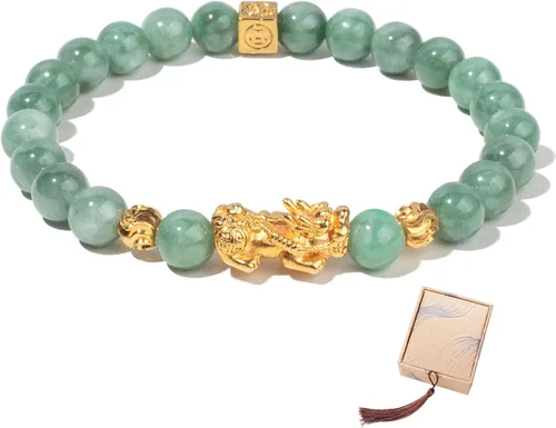 Vista 8 de Fengshui Pulsera de riqueza verde Pulsera de jade real para mujer Atrae pulseras adineradas afortunadas