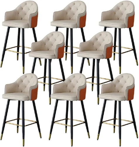 Vista 12 de Silla de bar, taburete de bar Glam con respaldo bajo, taburete tapizado para mostrador para Bristol (beige, taburete de 1 mostrador
