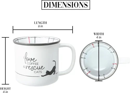 Vista 5 de Pavilion Gift Company - I Love Coffee & Rescue Cats - Taza de café de 18 oz taza de té para gatito felino amante de los gatos, regalo de rescate